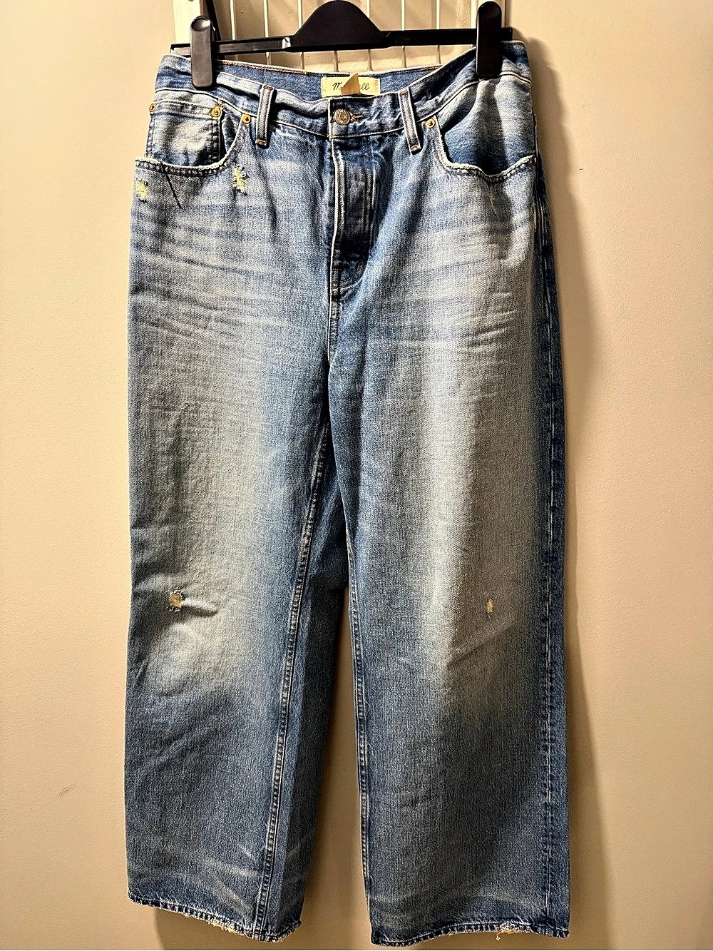Madewell Low Slung Baggy Boyfriend Jeans Distressed in Blue Waist 30
